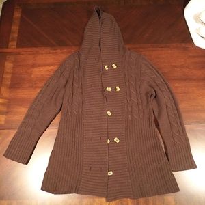 37a) ANGEE Slouch Hooded Cable Knit Sz. Large 14-16